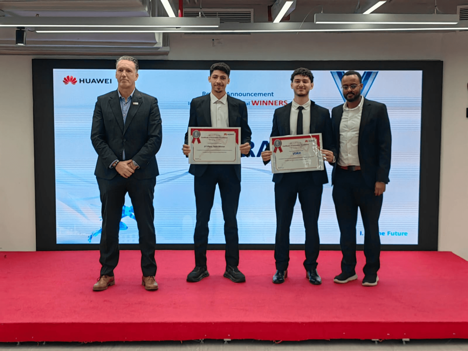 Vora team winning the nationals round of the Huawei Innovation Competition 2026.